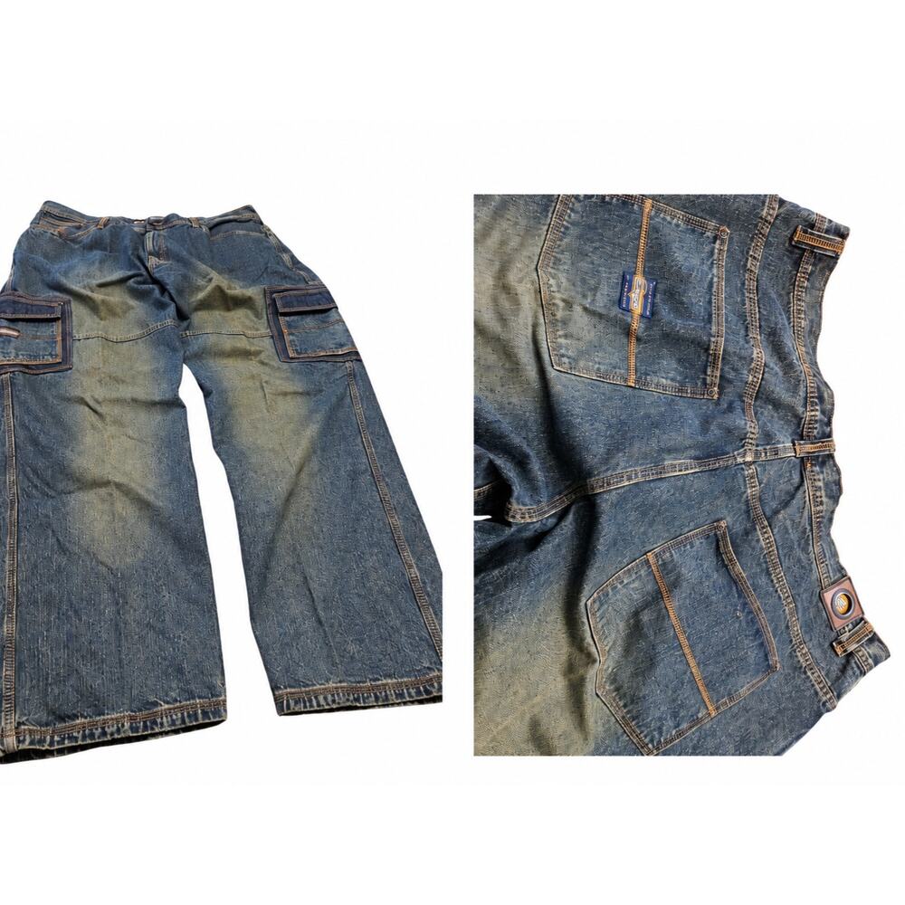 Enyce Y2K Baggy Wide Leg Denim Jeans Mens 42 Blue Carpenter Skater Hip Hop